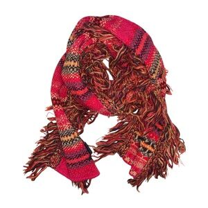 Steve Madden Pink Multi Color Warm Fringe Scarf